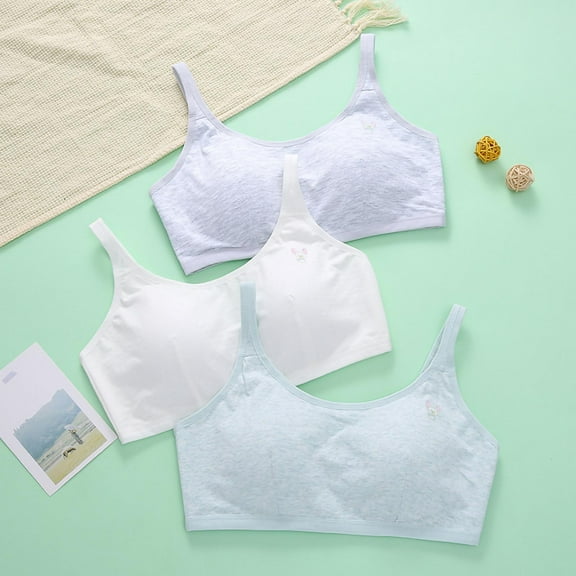 QNANSPI Girls Training Bras,Cami Bra for Girls,Teens First Bralette Wirefree Comfortable Breathable Soft Cup Light Support Seamless Training Bra