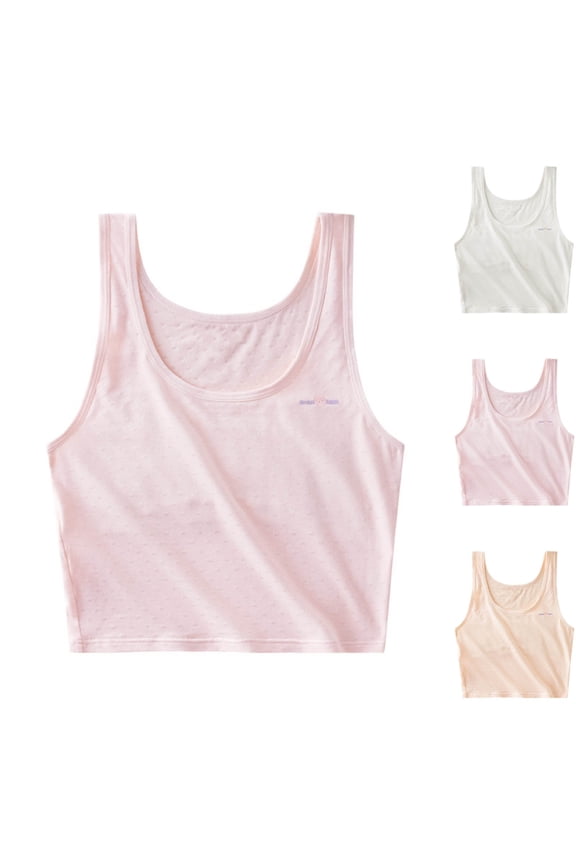 Girls Training Bras,Camisoles Bralette Bras with Shelf Bra for Girls,Cropped Camisole for Tweens 9-14 Years Wirefree Comfortable Built in Bra Top Breathable Soft Stretch Top