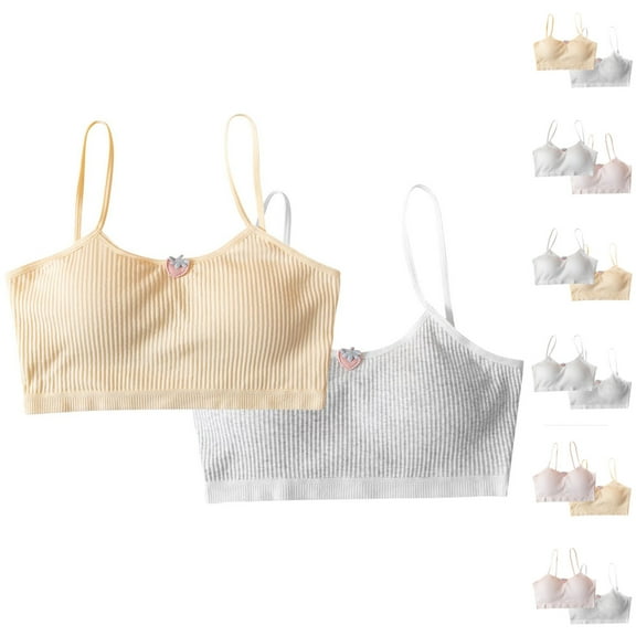 QNANSPI Girls Training Bras,Multi Packs Bra for Girls,Multi Pack Training Bras for Girls 7-13 Years Soft Seamless Wirefree Comfortable Support Bralette