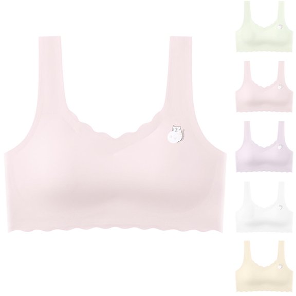 QNANSPI Girls Training Bras,Seamless Bra for Girls,Solid Color Training Bra for Girls 12-15 Years Built in Support Wirefree Comfortable Breathable Camisole