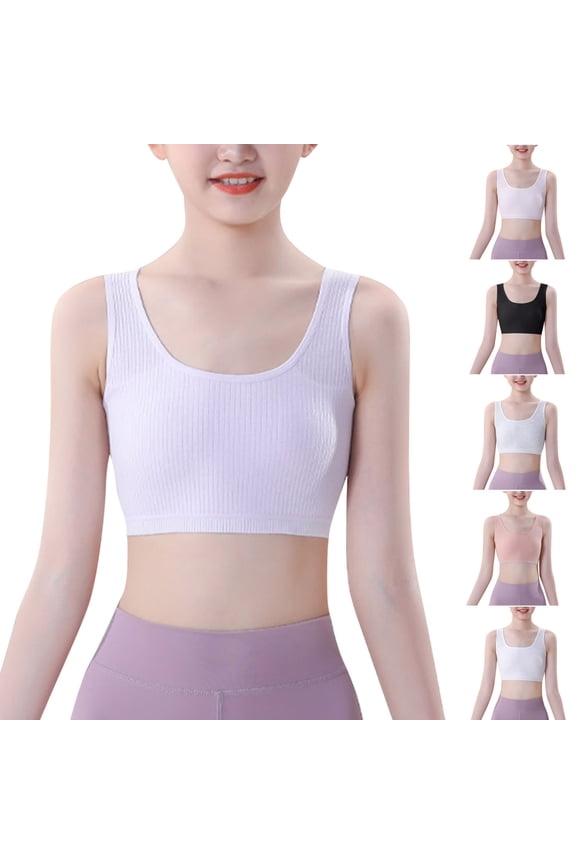 Girls Training Bras,Sports Bra for girls,First Training Bra for Girls 10-16 Years Wireless Comfortable Support Lightly Padded with Removable Padding Sports Bra