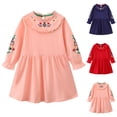 thumbnail image 1 of QNANSPI Girls Warm Dress,Girls Long Sleeve Floral Dress,Bow Detail Long Sleeve Round Neck Dress Feminine Style Knee Length, 1 of 3
