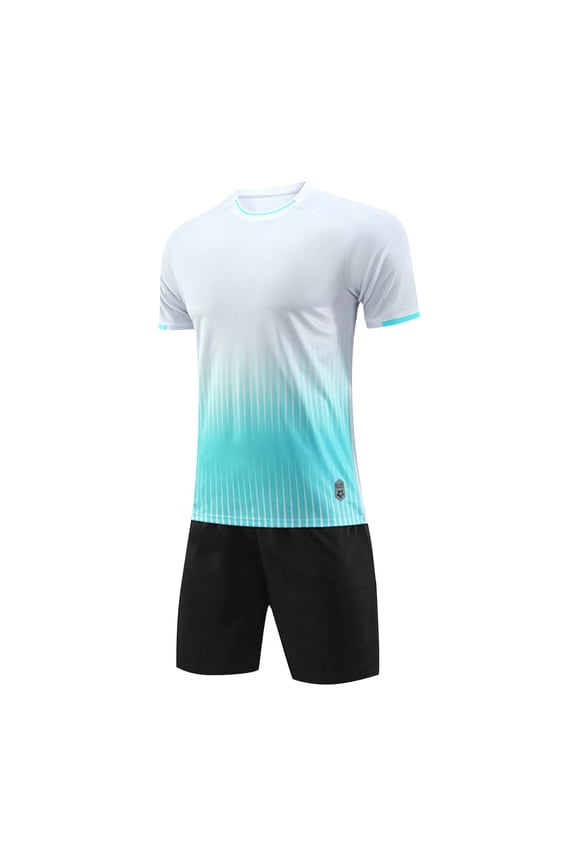 Kids Boys Clothes, Summer Activewear Sets, 4-13Y Big Kids Gradient Sport Outfit Crew Neck Short Sleeve Soccer Top Elastic Waist Shorts Fast Dry 2 Piece Gym Set