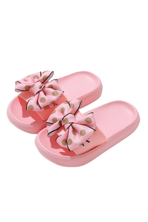 Kids' House Slippers, Boys and Girls Indoor Slippers, Girls Princess Bow Glitter Breathable Soft Sole Outdoor Casual Summer Slippers