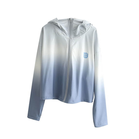 QNANSPI Kids Sun Protection Jacket, Windbreaker Hodded Jacket, Kids 3-14 Years Big Kids Nylon Like Gradient Color Long Sleeve Hooded Zip Up Pockets Lightweight Breathable Fast Drying Coat Jacket