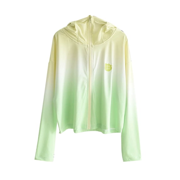 QNANSPI Kids Sun Protection Jacket, Windbreaker Hodded Jacket, Kids 3-14 Years Big Kids Nylon Like Gradient Color Long Sleeve Hooded Zip Up Pockets Lightweight Breathable Fast Drying Coat Jacket