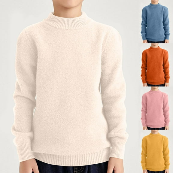 QNANSPI Long Sleeve Tops for Boys and Girls,Thermal Long Sleeve Kids,4-18 Years Children's Casual Solid Color Thick T-shirt Base Shirt Long Sleeved Round Neck Top/shirt