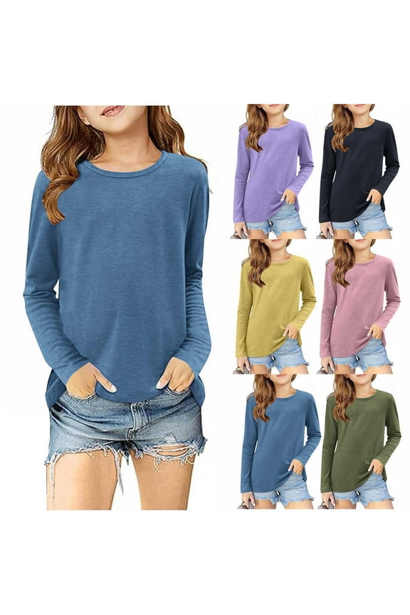 Long Sleeve Tops for Boys and Girls,Girls Long Sleeve Base Shirt,Girls Long Sleeve Prints Shirts Cute Crewnecks Dressy Casual Blouses Clothes