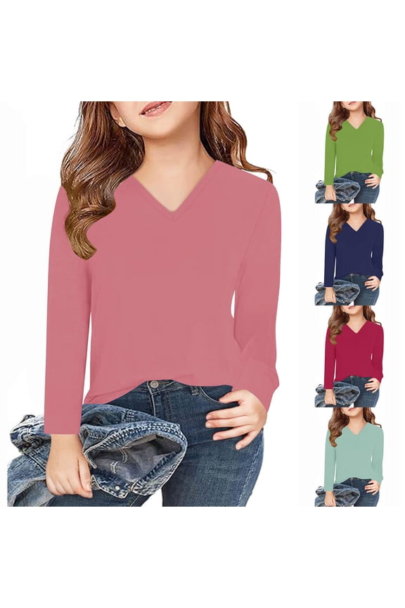 Long Sleeve Tops for Boys and Girls,Girls Long Sleeve Base Shirt, Long Sleeve Prints Shirts Cute Crewnecks Dressy Casual Blouses Clothes