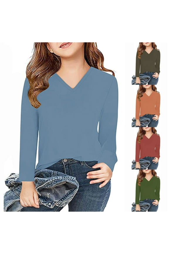 Long Sleeve Tops for Boys and Girls,Girls Long Sleeve Base Shirt, Long Sleeve Prints Shirts Cute Crewnecks Dressy Casual Blouses Clothes