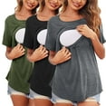 thumbnail image 1 of QNANSPI Maternity Shirts,Women Short Sleeve Pregnancy Tops,3 Pack Nursing Shirts Short Sleeve Crew Neck Maternity Tops Solid Color, 1 of 4