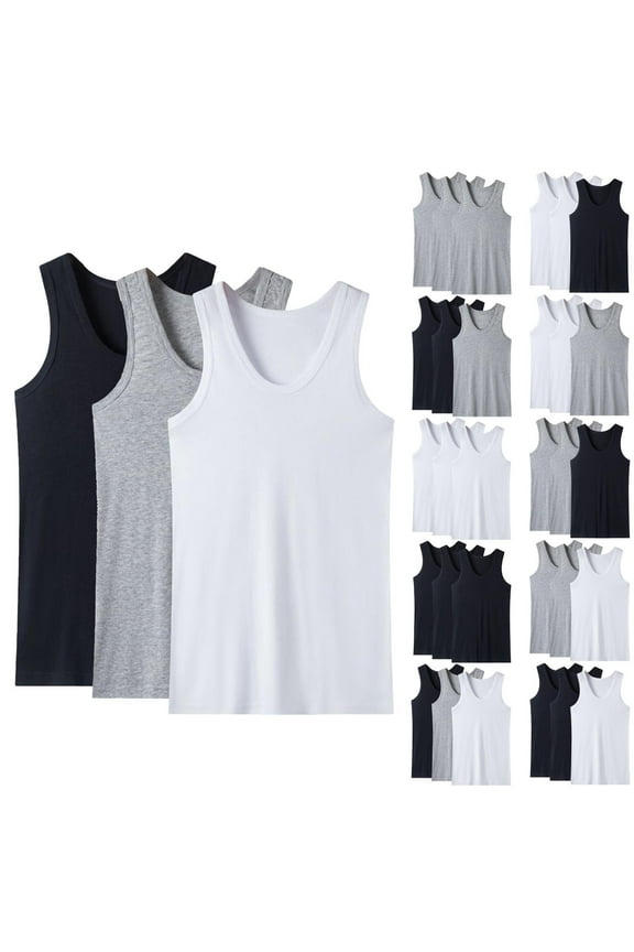Men's Casual Breathable Sleeveless Tops, Fast Dry Muscle Gym Tank Tops, 3 Pack Men's Basic Stretch Gym Home Wear Tank Tops Solid Color Crew Neck Sports Sleeveless Shirts