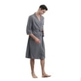 thumbnail image 1 of QNANSPI Men's Summer Robes, Long Length Bathrobes, Women's Ruffle Sleeve Cool Feeling Short Length Robe with Belt Home Loungewear Soft Lightweight for Home, 1 of 2