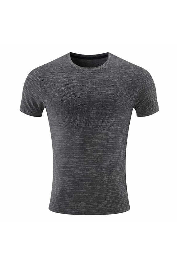 Mens Short Sleeveless Tops, Workout Shirts for Men, Mens Solid Color Short Sleeve Crew Neck Slim Style Breathable Sporty Running Outdoor Gym Workout Comfortable Shirts