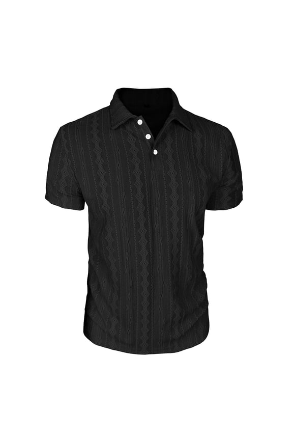 Mens Summer Tops, Casual Shirts for Men, Mens Solid Color Short Sleeve Turn Down Collar Button Placket Knit Woven Pullover Beach Vacation Casual Tee