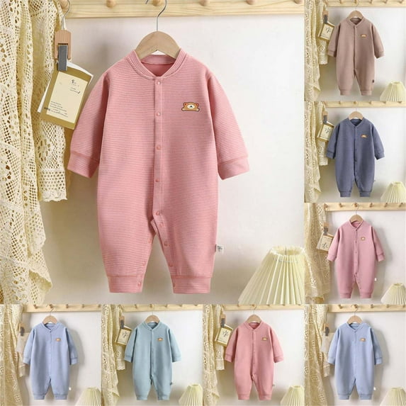 QNANSPI Newborn Long Sleeve Bodysuit,Winter Warm Bodysuit,Seamless Thermal Bodysuit Striped Long Sleeve Romper Tagless Comfortable Winter Sleepwear for Infant Kids