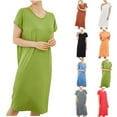 thumbnail image 1 of QNANSPI Nightgowns for Women,Women's Plus Size Nightgowns,Women's Round Neck Solid Color with Chest Cushion Loose and Comfortable Plus Size Home Skirt, 1 of 4