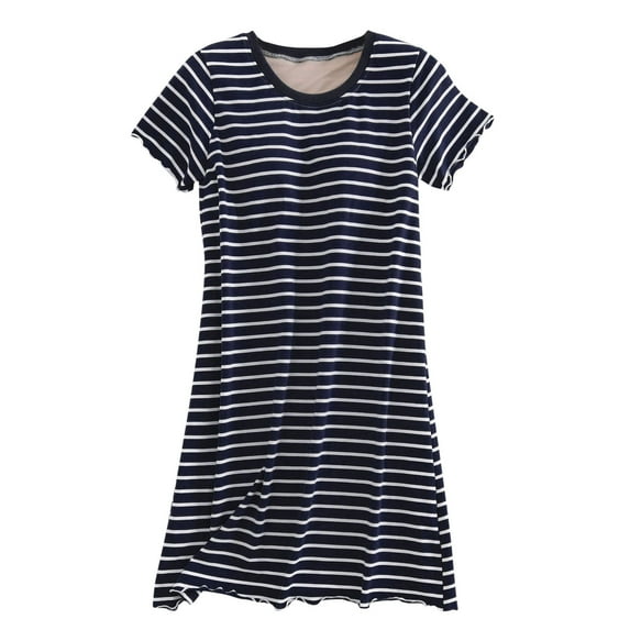 QNANSPI Nightgowns for Women,Nightgown with Built in Bra,Women's Fashion Short-sleeved Thin Home Pajama Dress Thin Long Nightdress
