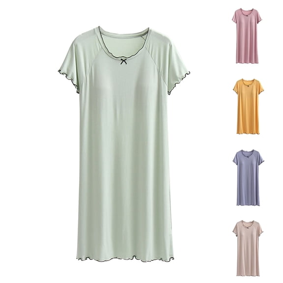 QNANSPI Nightgowns for Women,Nightgown with Built in Bra,Women's with Chest Pad Loose and Comfortable Sleeveless Dress Nightgown