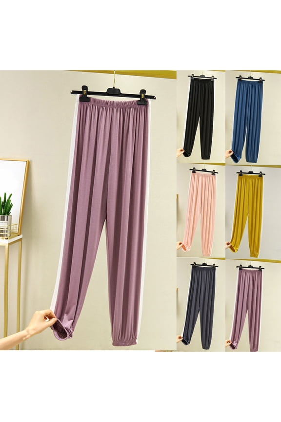 Pajama Pants for Women, Womens Pajama Bottoms, Womens Soft Relaxed Elastic Waist Ankle Cuff Sleep Pants