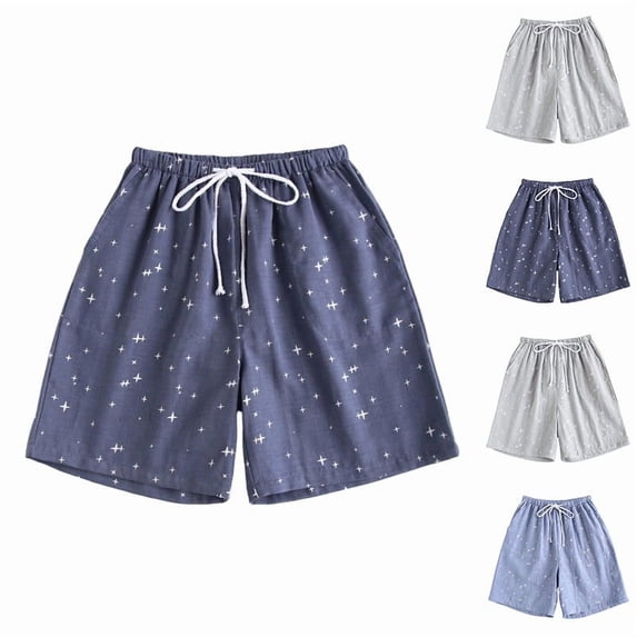 QNANSPI Pajama Shorts for Men, Mens Pajama Bottoms, Mens Summer Lightweight Print Shorts Breathable Home Shorts