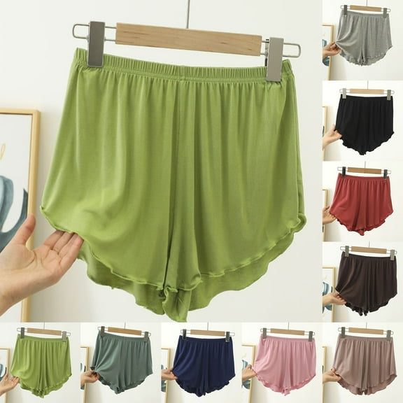 QNANSPI Pajama Shorts for Women, Womens Pajama Bottoms, Womens Solid Color High Waist Drape Lightweight Casual Home Sleep Shorts