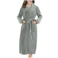 thumbnail image 1 of QNANSPI Robes for Women,Womens Warm Robes for Winter,Womens Winter Loose Warm Thick Solid Color Flannel Lapel Pocket Comfortable Long Bathrobe Home Clothes Robes, 1 of 2