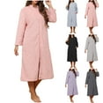 thumbnail image 1 of QNANSPI Robes for Women, Soft Women's Bathrobe, Women's Fall Winter Soft Solid Color Long Sleeve Pullover Bathrobe Zip Cardigan Outerwear Sleep Robe, 1 of 5