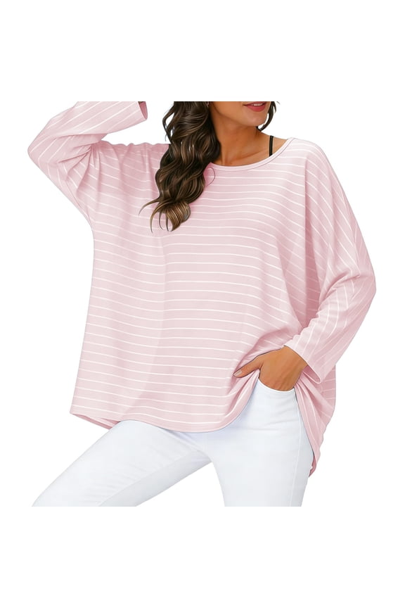 Short Sleeve Shirts for Women, Womens Casual Tops, Women's Stripe Print Oversized Blouse Relaxed Sleeve Sheer Flowy Beach Cover Up Casual Daily Wear