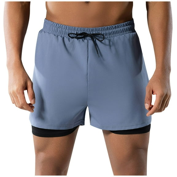 QNANSPI Swimming Trunks for Men, Mens Swim Shorts, Adult Mens Pocketless Double Layer Loose Fast Dry Swim Trunks