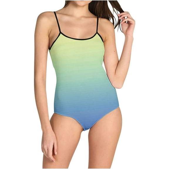 QNANSPI Swimsuit One Piece for Women, One Piece Swimwear for Ladies, Womens Basic Strap Swimsuit in Regular Cut for Casual Swimming