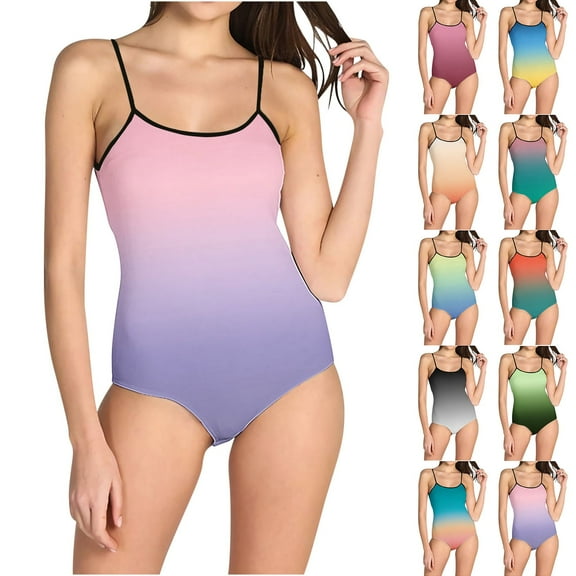 QNANSPI Swimsuit One Piece for Women, One Piece Swimwear for Ladies, Womens Basic Strap Swimsuit in Regular Cut for Casual Swimming
