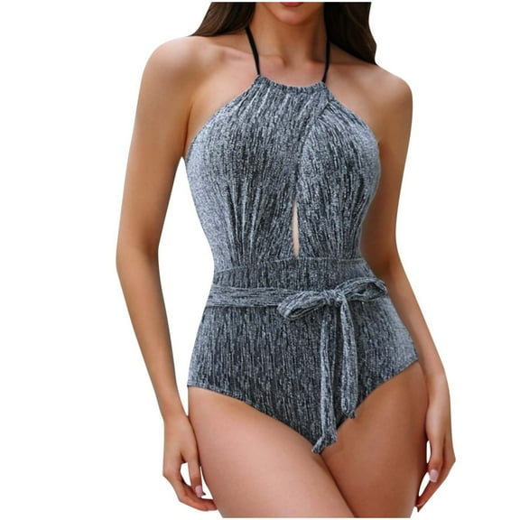 QNANSPI Swimsuit One Piece for Women, One Piece Swimwear for Ladies, Womens Solid Color Backless 1 Piece Swimsuit with Soft Cups and Smoothing