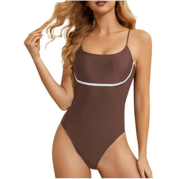 QNANSPI Swimsuit Sets for Women, Womens Swimsuits 2 piece, Womens Solid Color Adjustable Tank 1 Piece Swimsuit