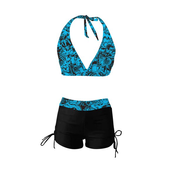 QNANSPI Swimsuit Sets for Women, Womens Swimsuits 2 piece, Womens Vintage 2 Piece Swimsuit Set Tank and Mid Leg Bottom