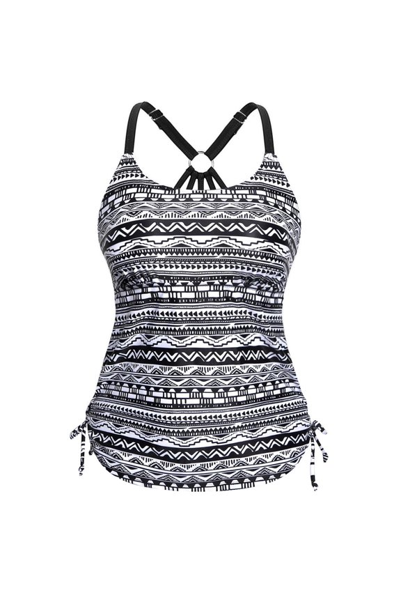 Swimwear Tops for Women, Bikini Tops for Women, Womens Bikini and Beach Wear Fashion Print Front Detail Swimsuit Top