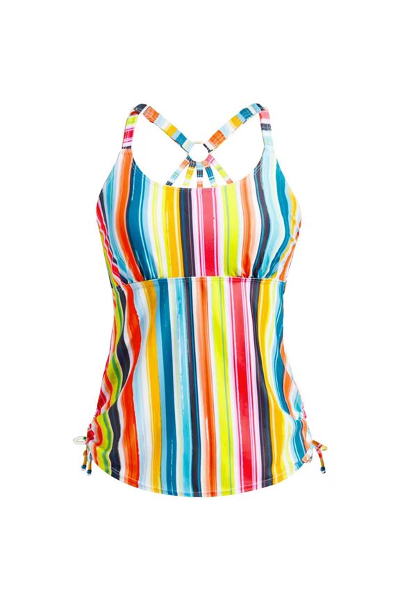 Swimwear Tops for Women, Bikini Tops for Women, Womens Crew Neck Drawstring Strapless Swimsuit Top with Soft Cups