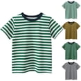 thumbnail image 1 of QNANSPI T-Shirts for Boys, Boys Short Sleeve Tops, Boys 2-10 Years Stripe Graphic Round Neck Short Sleeve T-Shirt For Summer Outing, 1 of 5