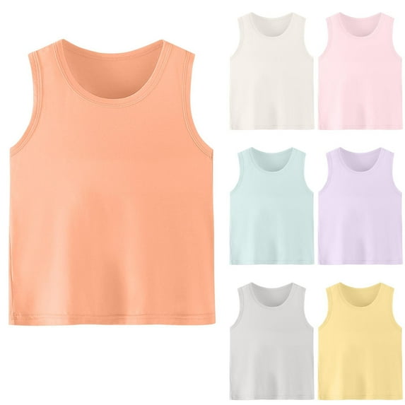QNANSPI Tank Top for Boys and Girls,Kids Mesh Tank Top,Children's Solid Color Round Neck Mid Size Children's Summer Casual Comfortable Base Shirt Breathable
