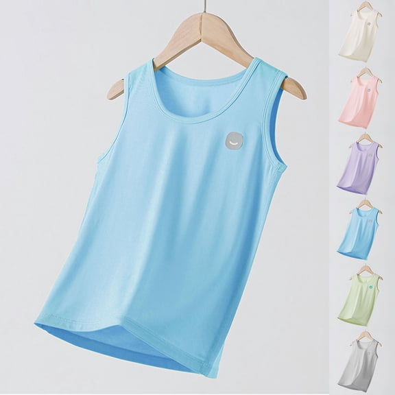 QNANSPI Tank Top for Boys and Girls,Kids Mesh Tank Top,Lyocell Children's Tank Boys' and Girls' Sleeveless T-shirt Medium and Large Children's Spring/Summer Thin Tank
