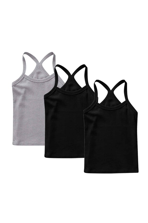 Unisex Breathable Tank Tops, Summer Basic Sleeveless Tops, Boys and Girls 12 Months-13 Years Tank Top 3 Pack Solid Color Sleeveless Round Neck Summer Lightweight Casual Top