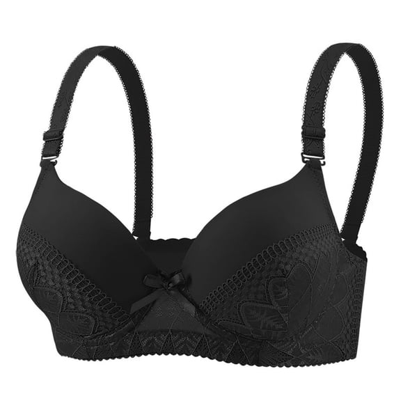 QNANSPI Women Comfortable Bras, Sports Bras for Women, Women's Lace Edging Wireless Bra Unlined Breathable Back Closure for Everyday Wear Bra