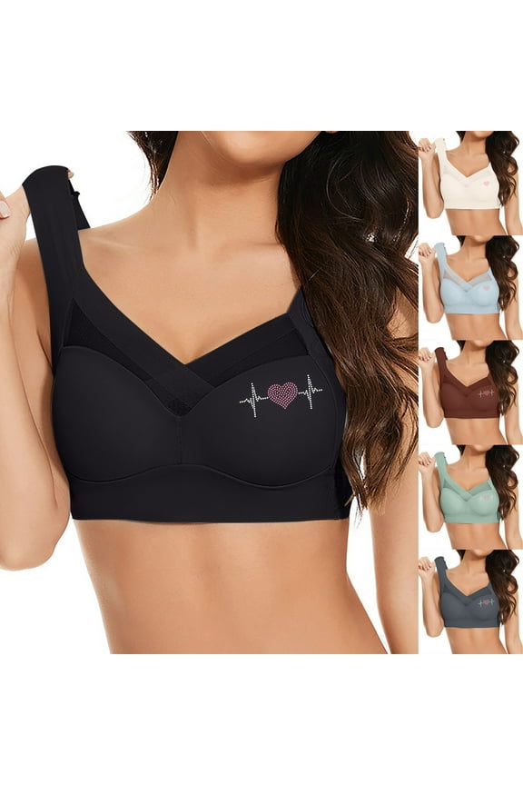 Women Wireless Bra,Everyday Bras,Embellished Wireless Cami Bra Comfortableable Thin Side Smoothing Everyday Support Top