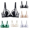 thumbnail image 1 of QNANSPI Women Wireless Bra,Everyday Bras,Sheer Mesh Demi Bra Soft Support Push Up style Coverage Everyday Lightly Lined Bra, 1 of 3