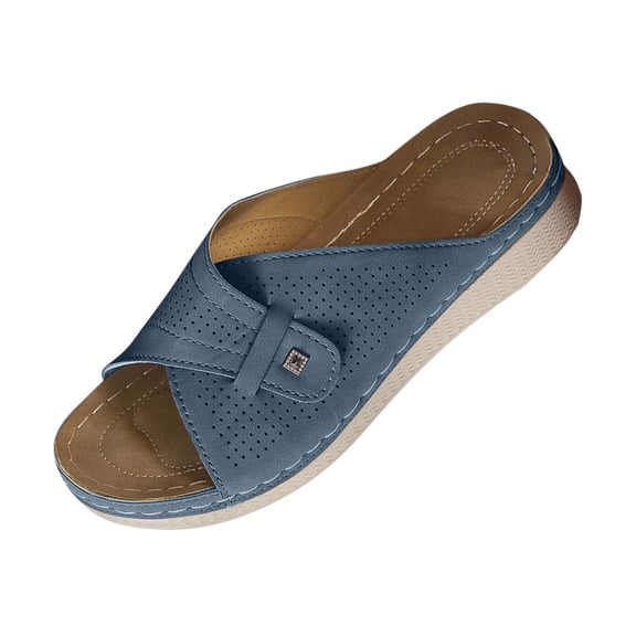 QNANSPI Women's Beach Slides, Casual Footwear for Women, Womens Fashion Casual Versatile Peep Toe Open Toe Outdoor Warm Season Recent Thick Wedge Beach Shoes