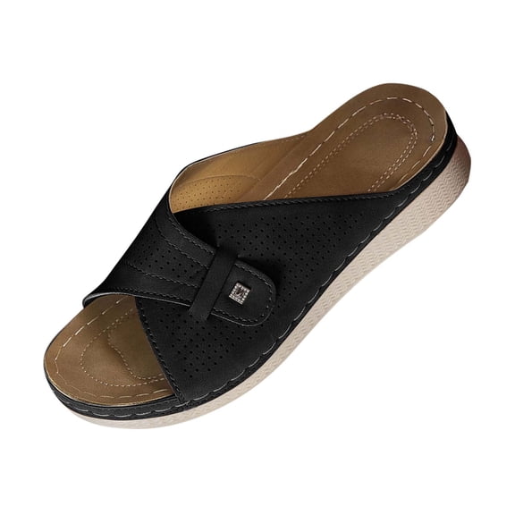 QNANSPI Women's Beach Slides, Casual Footwear for Women, Womens Fashion Casual Versatile Peep Toe Open Toe Outdoor Warm Season Recent Thick Wedge Beach Shoes