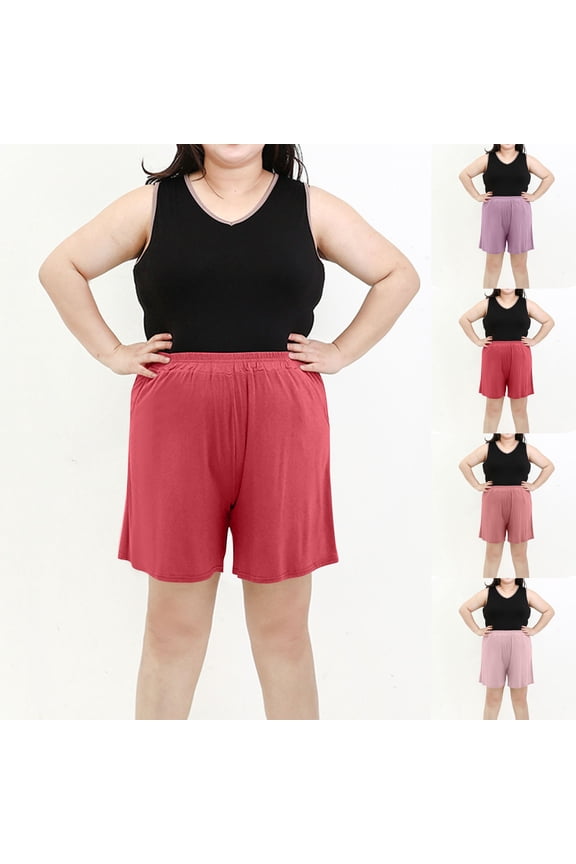 Women's Bermuda Cargo Shorts, Pajama Shorts for Women, Women's High Waisted Leather Look Shorts Elastic Waist Trendy Bottoms for Evening Parties and Casual in Winter