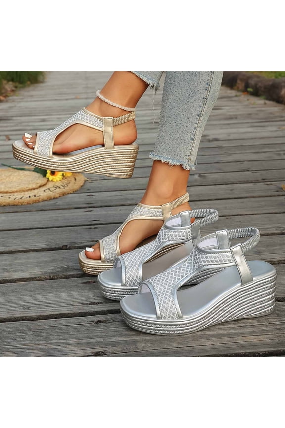 Women's Flat Sandals, Summer Breathable Footwear for Women, Womens Fashion Casual Warm Season Versatile Beach Wedge Shoes Solid Color Peep Toe Open Toe Thick Sole Shoes