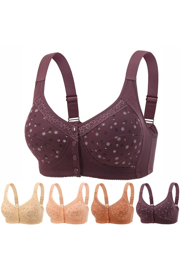 Women's Plus Size Bras,Front Closure Bra,Front Close No Underwire Thin Comfortable Push Up Support Bra for Everyday Wear Womens Bras Plus Size Wireless