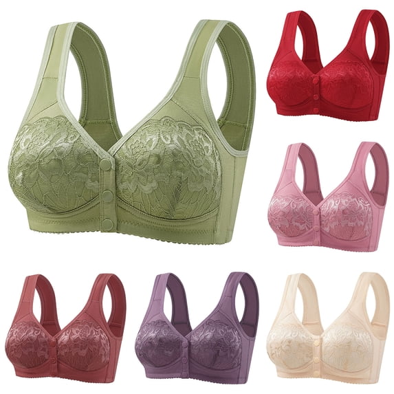 QNANSPI Women's Plus Size Bras,Front Closure Bra,Soft Wireless Bralette Front Close Support Lightly Lined Breathable Sleep Lounge Bra for Women Underwear